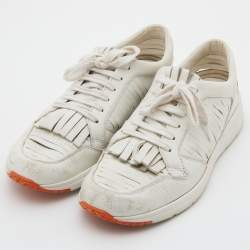 Pre Owned Gucci White Leather Low Top Sneakers Size 38