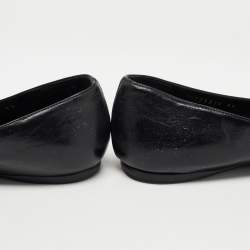 Pre Owned Gucci Black Leather Web Detail Ballet Flats Size 39