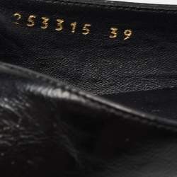 Pre Owned Gucci Black Leather Web Detail Ballet Flats Size 39