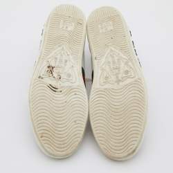 Pre Owned Gucci White Leather Ace Floral Embroidered Low Top Sneakers Size 39