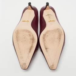 مملوكة مسبقًا Gucci Burgundy Leather Zumi Mules Size 37