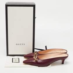 مملوكة مسبقًا Gucci Burgundy Leather Zumi Mules Size 37