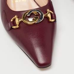 مملوكة مسبقًا Gucci Burgundy Leather Zumi Mules Size 37