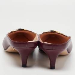مملوكة مسبقًا Gucci Burgundy Leather Zumi Mules Size 37