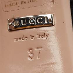 Pre Owned Gucci Black Suede interlocking G Embellished Ankle Strap Sandals Size 37