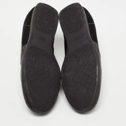 Gucci Black Suede and Textured Leather GG Low Top Sneakers Size 38