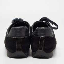 Gucci Black Suede and Textured Leather GG Low Top Sneakers Size 38