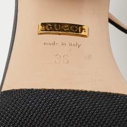 Pre Owned Gucci Black Leather GG Marmont Ankle Strap Sandals Size 36
