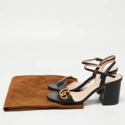Pre Owned Gucci Black Leather GG Marmont Ankle Strap Sandals Size 36