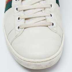 Pre Owned Gucci White Leather Embroidered Bee Ace Sneakers Size 36