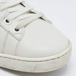 Pre Owned Gucci White Leather Embroidered Bee Ace Sneakers Size 36