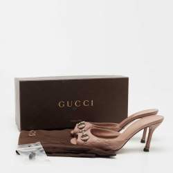 Gucci Pink Guccissima Leather Horsebit Slide Sandals Size 37.5