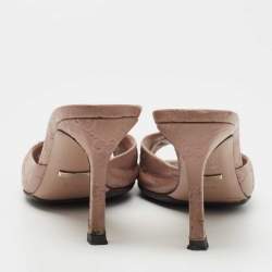 Gucci Pink Guccissima Leather Horsebit Slide Sandals Size 37.5