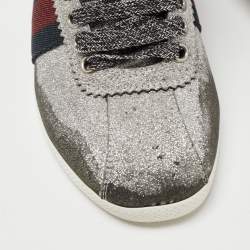Pre Owned Gucci Silver Glitter Bambi Sneakers Size 35.5