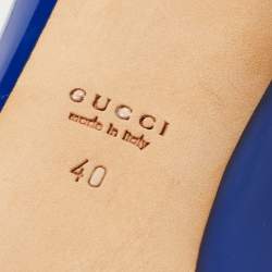 Pre Owned Gucci Blue Patent Leather New Hollywood Peep Toe Pumps Size 40