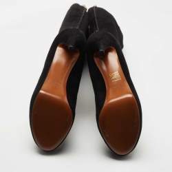 Pre Owned Gucci Black Suede Bamboo Tassel Knee Length Platform Boots Size 40