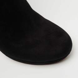 Pre Owned Gucci Black Suede Bamboo Tassel Knee Length Platform Boots Size 40