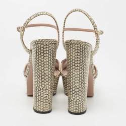Gucci Black/Beige Python Claudie Sandals Size 39.5