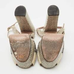 Gucci Black/Beige Python Claudie Sandals Size 39.5