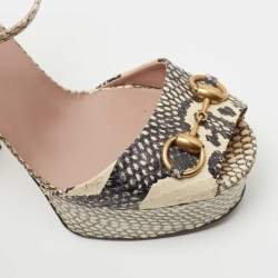 Gucci Black/Beige Python Claudie Sandals Size 39.5