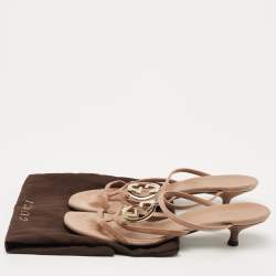 Gucci Beige Suede Interlocking G Kitten Heel Slide Sandals Size 39.5