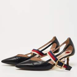 Pre Owned Gucci Black Leather Unia Mary Jane Pumps Size 35.5