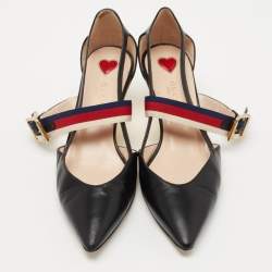 Pre Owned Gucci Black Leather Unia Mary Jane Pumps Size 35.5