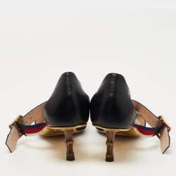 Pre Owned Gucci Black Leather Unia Mary Jane Pumps Size 35.5