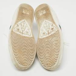 Gucci White Leather and Python Embossed Ace Bee Embroidered Sneakers Size 38