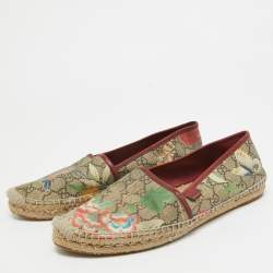 Gucci Multicolor Tian Print GG Supreme Canvas Flat Espadrilles Size 41.5