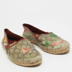 Gucci Multicolor Tian Print GG Supreme Canvas Flat Espadrilles Size 41.5