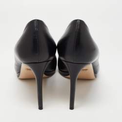Pre Owned Gucci Black Leather Horsebit Peep Toe Platform Pumps Size 39