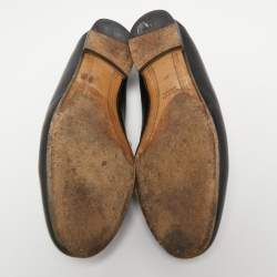 Pre Owned Gucci Black Leather Jordaan Loafers Size 38