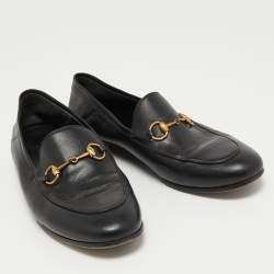 Pre Owned Gucci Black Leather Jordaan Loafers Size 38