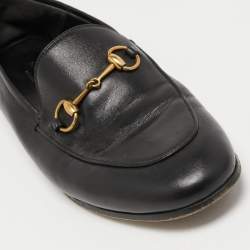 Pre Owned Gucci Black Leather Jordaan Loafers Size 38