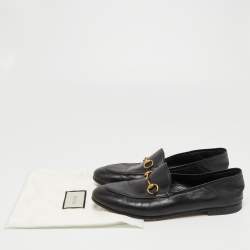 Pre Owned Gucci Black Leather Jordaan Loafers Size 38