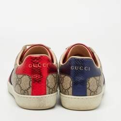 Gucci Brown/Beige GG Supreme Canvas Ace Sneakers Size 35