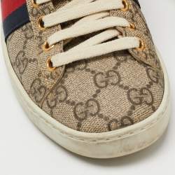 Gucci Brown/Beige GG Supreme Canvas Ace Sneakers Size 35