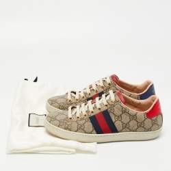 Gucci Brown/Beige GG Supreme Canvas Ace Sneakers Size 35
