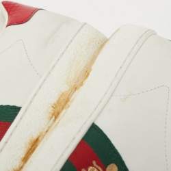 Gucci White Leather Bee Embroidered Ace Sneakers Size 38