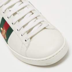 Gucci White Leather Bee Embroidered Ace Sneakers Size 38