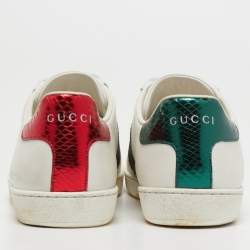 Gucci White Leather Bee Embroidered Ace Sneakers Size 38