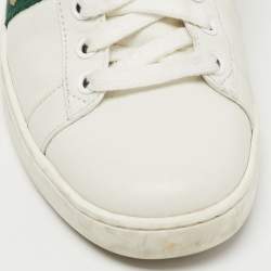 Pre Owned Gucci White Leather Web Ace Bee Embroidered Sneakers Size 37.5