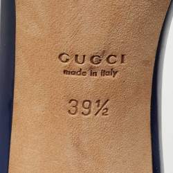 Pre Owned Gucci Blue Suede and Patent Hollywood Slide Sandals Size 39.5