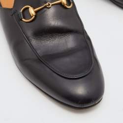 Gucci Black Leather Horsebit Princetown Flat Mules Size 38.5