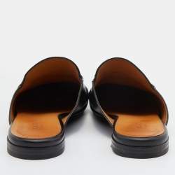 Gucci Black Leather Horsebit Princetown Flat Mules Size 38.5