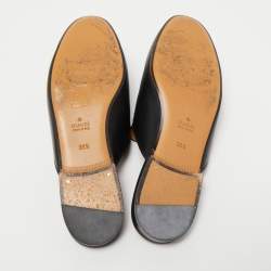 Gucci Black Leather Princetown Flat Mules Size 39.5 