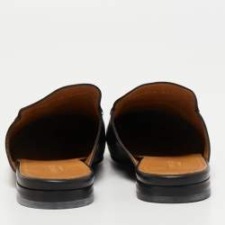 Gucci Black Leather Princetown Flat Mules Size 39.5 