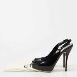 Pre Owned Gucci Black Patent Leather Sofia Slingback Sandals Size 39.5