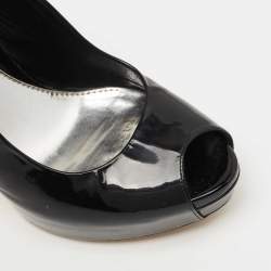 Pre Owned Gucci Black Patent Leather Sofia Slingback Sandals Size 39.5